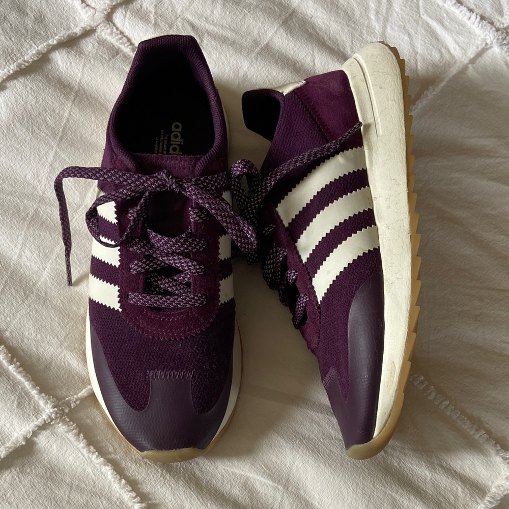 Adidas Girls's Dark Purple and White Sneakers, Sz 6